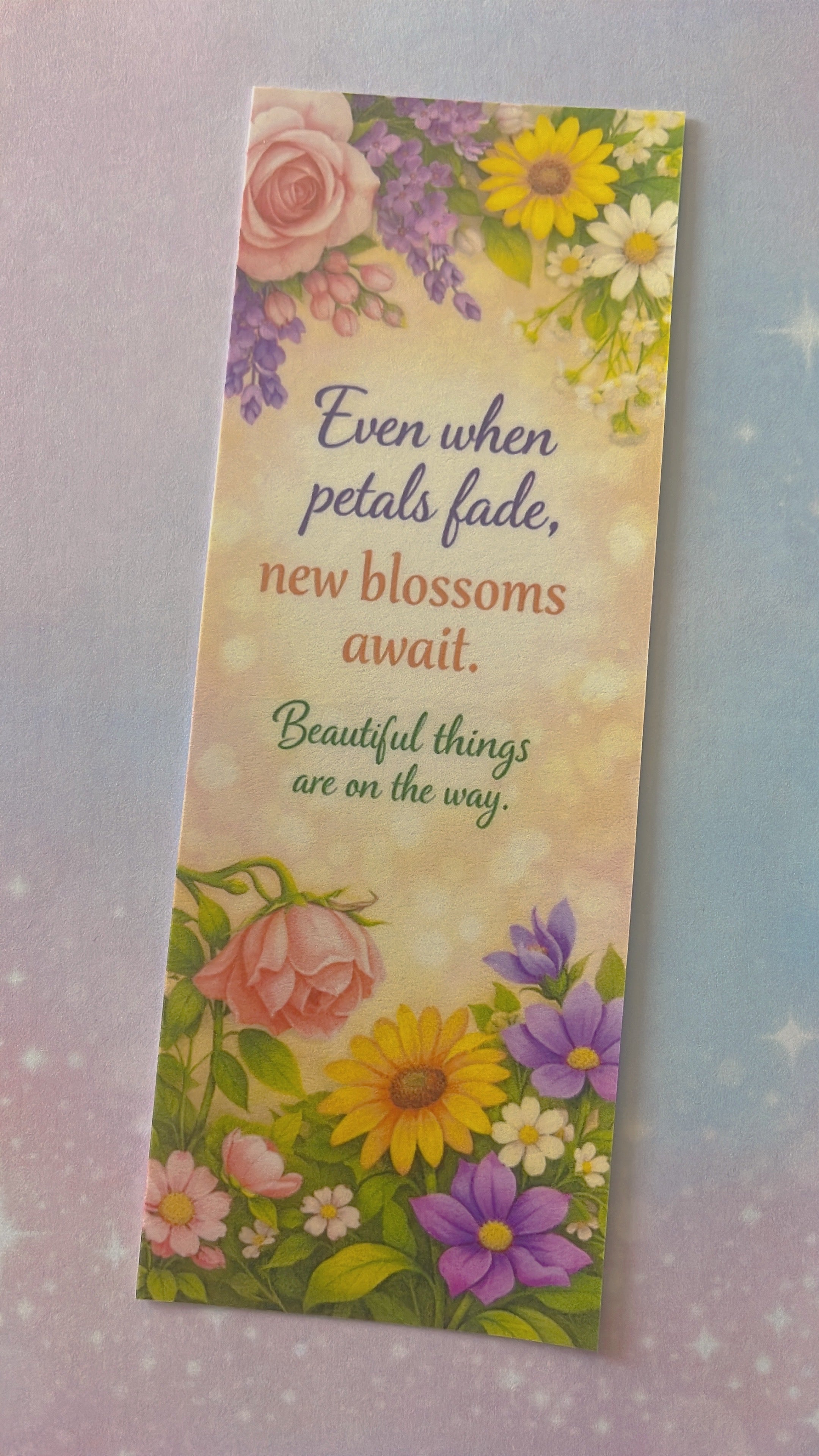 Floral Handmade Bookmark, Inspirational Garden Flowers, Encouragement Bookmark Gift
