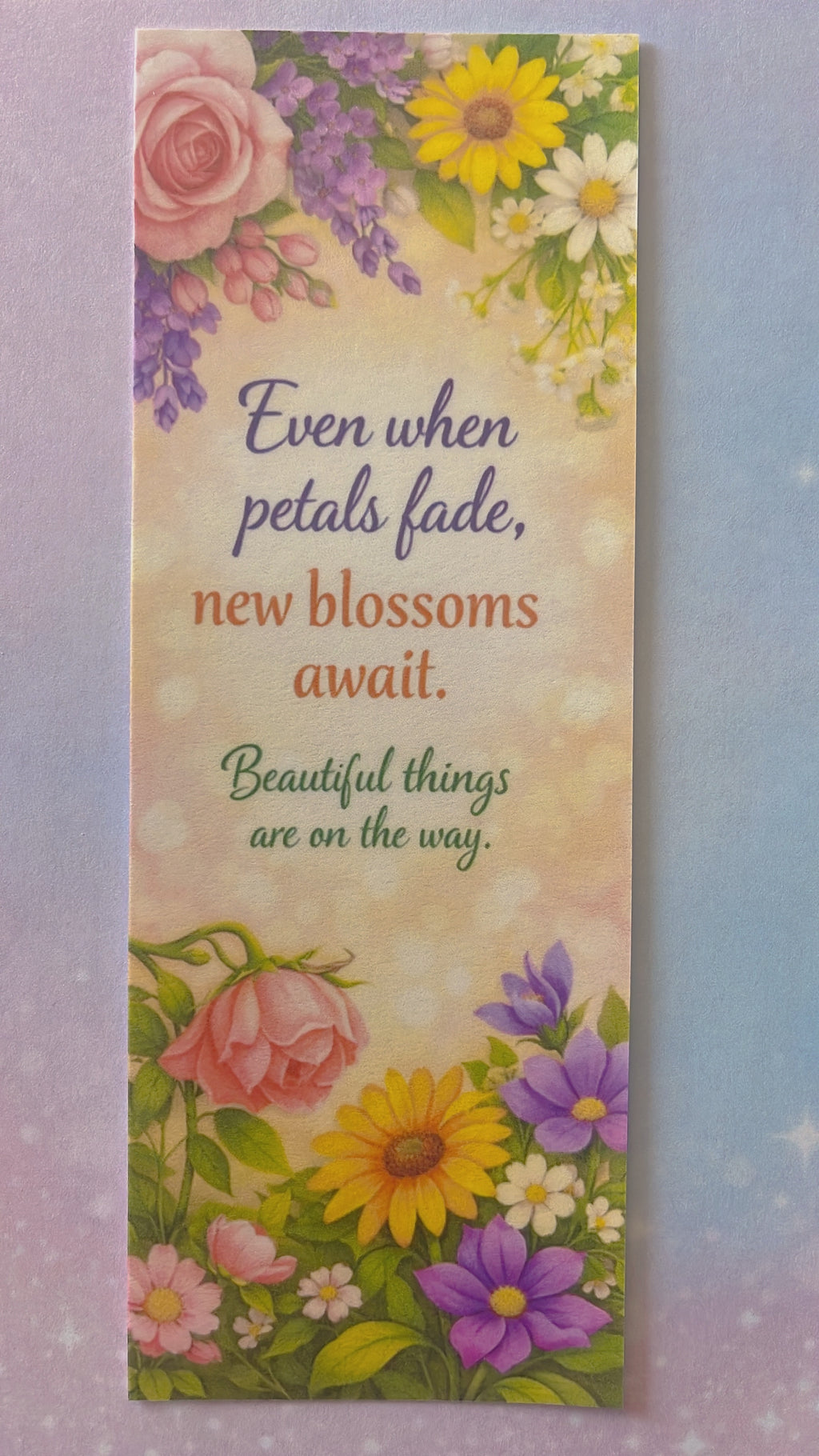Floral Handmade Bookmark, Inspirational Garden Flowers, Encouragement Bookmark Gift
