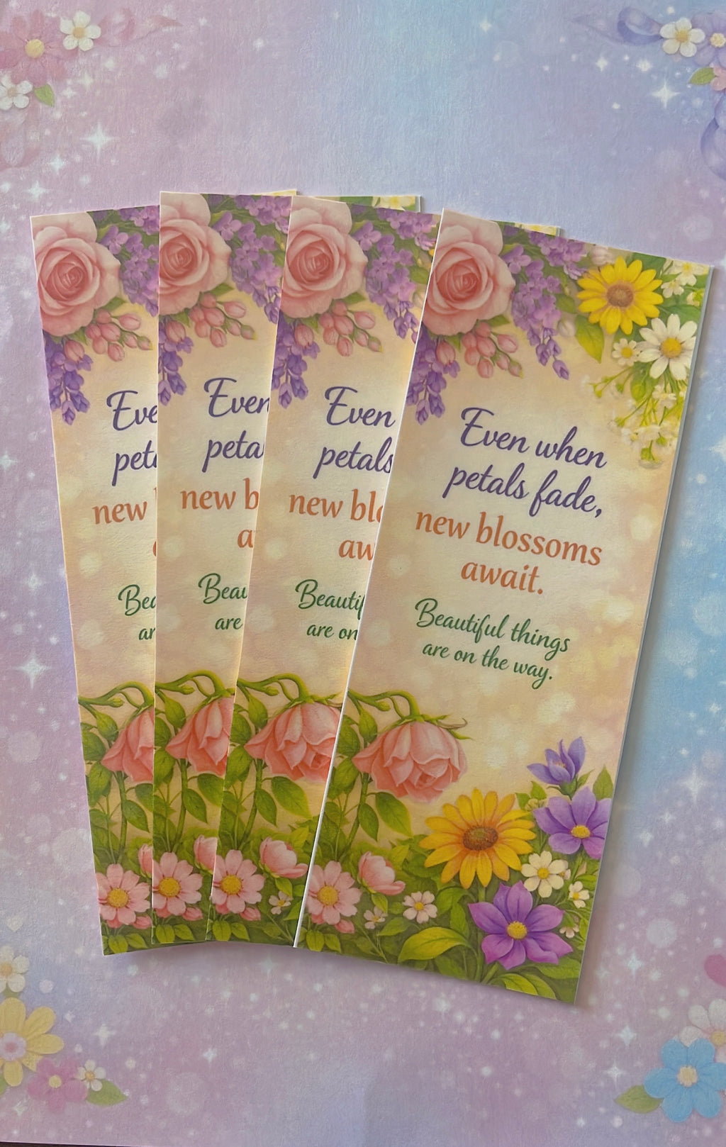 Floral Handmade Bookmark, Inspirational Garden Flowers, Encouragement Bookmark Gift
