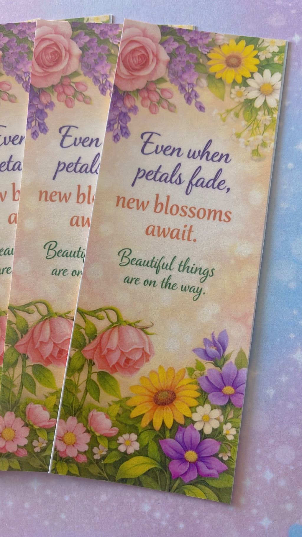 Floral Handmade Bookmark, Inspirational Garden Flowers, Encouragement Bookmark Gift